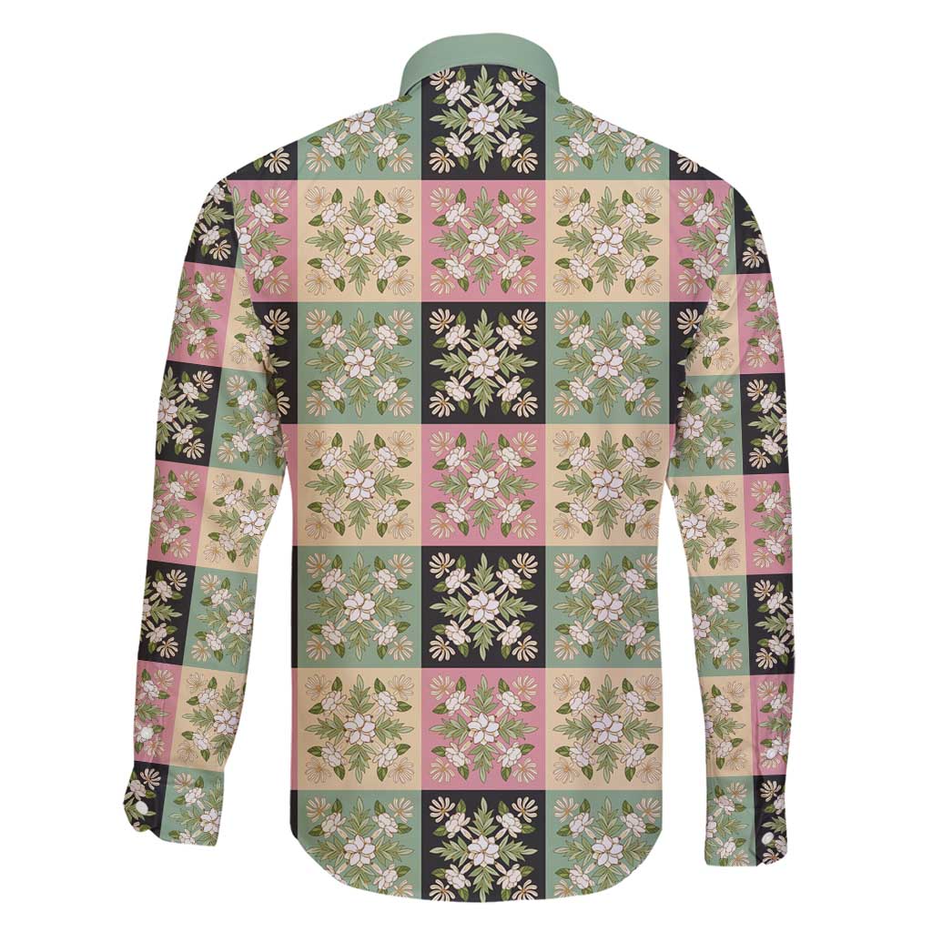 Seamless Pattern Maile and Pikake Lei Family Matching Puletasi and Hawaiian Shirt Squares Maile Leaf - Polynesian Pride