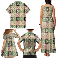 Seamless Pattern Maile and Pikake Lei Family Matching Tank Maxi Dress and Hawaiian Shirt Squares Maile Leaf - Polynesian Pride