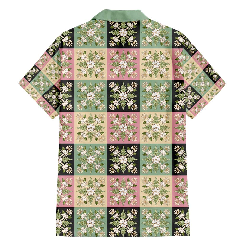 Seamless Pattern Maile and Pikake Lei Family Matching Tank Maxi Dress and Hawaiian Shirt Squares Maile Leaf - Polynesian Pride