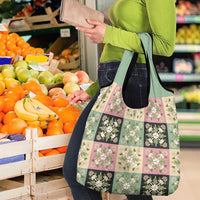 Seamless Pattern Maile and Pikake Lei Grocery Bag Squares Maile Leaf - Polynesian Pride