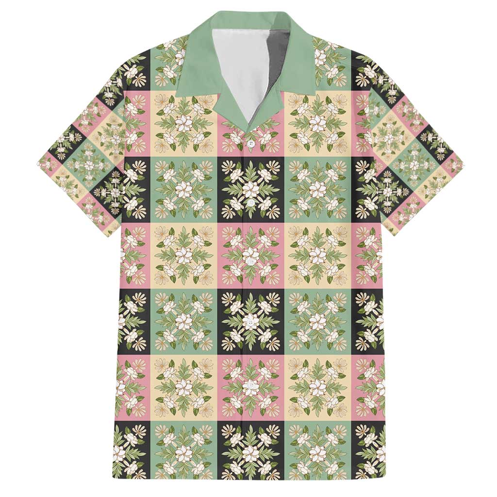 Seamless Pattern Maile and Pikake Lei Hawaiian Shirt Squares Maile Leaf - Polynesian Pride