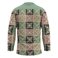 Seamless Pattern Maile and Pikake Lei Hockey Jersey Squares Maile Leaf LT9 - Polynesian Pride