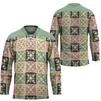 Seamless Pattern Maile and Pikake Lei Hockey Jersey Squares Maile Leaf LT9 - Polynesian Pride