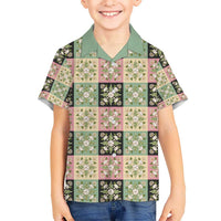 Seamless Pattern Maile and Pikake Lei Kid Hawaiian Shirt Squares Maile Leaf - Polynesian Pride