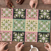 Seamless Pattern Maile and Pikake Lei Puzzle Squares Maile Leaf LT9 - Polynesian Pride