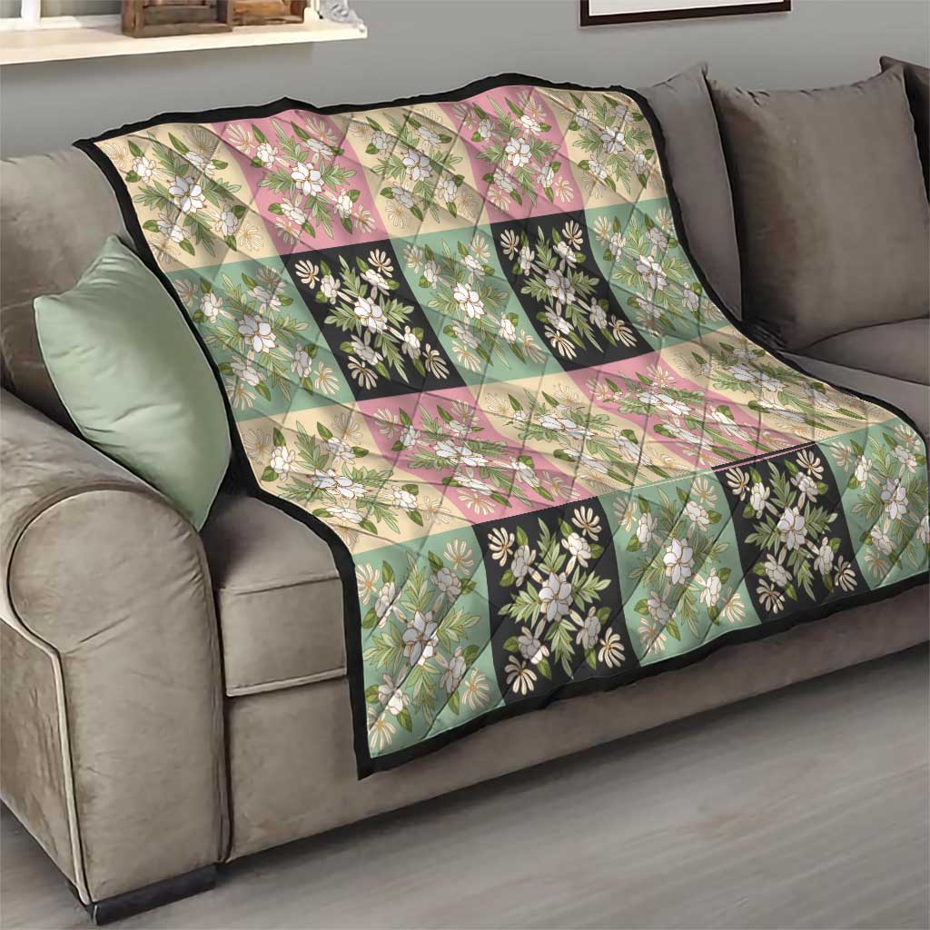 Seamless Pattern Maile and Pikake Lei Quilt Squares Maile Leaf - Polynesian Pride