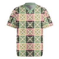 Seamless Pattern Maile and Pikake Lei Rugby Jersey Squares Maile Leaf LT9 Green - Polynesian Pride