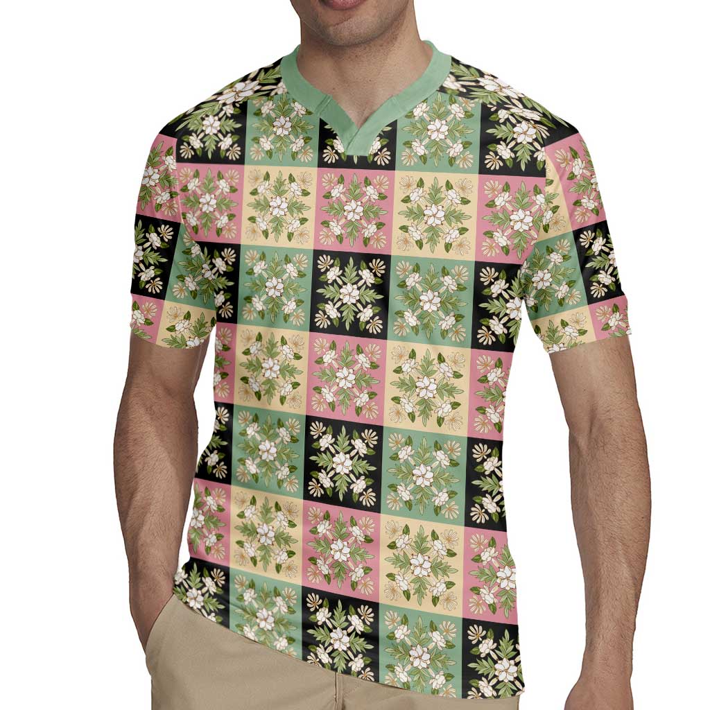 Seamless Pattern Maile and Pikake Lei Rugby Jersey Squares Maile Leaf LT9 - Polynesian Pride