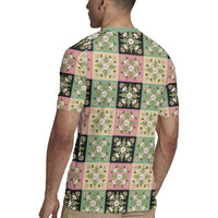 Seamless Pattern Maile and Pikake Lei Rugby Jersey Squares Maile Leaf LT9 - Polynesian Pride