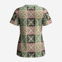 Seamless Pattern Maile and Pikake Lei Scrub Top Squares Maile Leaf - Polynesian Pride