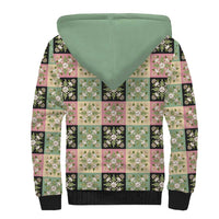 Seamless Pattern Maile and Pikake Lei Sherpa Hoodie Squares Maile Leaf LT9 - Polynesian Pride