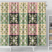 Seamless Pattern Maile and Pikake Lei Shower Curtain Squares Maile Leaf - Polynesian Pride