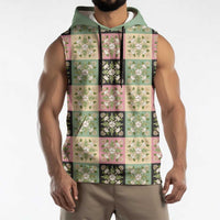Seamless Pattern Maile and Pikake Lei Sleeveless Hoodie Squares Maile Leaf LT9 - Polynesian Pride