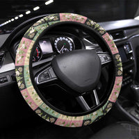 Seamless Pattern Maile and Pikake Lei Steering Wheel Cover Squares Maile Leaf LT9 Universal Fit Green - Polynesian Pride