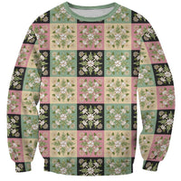 Seamless Pattern Maile and Pikake Lei Sweatshirt Squares Maile Leaf LT9 Unisex Green - Polynesian Pride