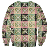 Seamless Pattern Maile and Pikake Lei Sweatshirt Squares Maile Leaf LT9 - Polynesian Pride