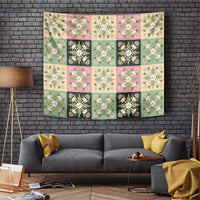 Seamless Pattern Maile and Pikake Lei Tapestry Squares Maile Leaf - Polynesian Pride