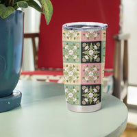 Seamless Pattern Maile and Pikake Lei Tumbler Cup Squares Maile Leaf - Polynesian Pride