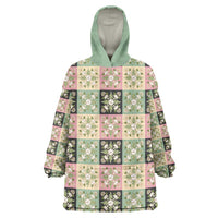 Seamless Pattern Maile and Pikake Lei Wearable Blanket Hoodie Squares Maile Leaf LT9 One Size Green - Polynesian Pride