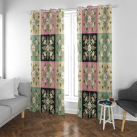 Seamless Pattern Maile and Pikake Lei Window Curtain Squares Maile Leaf - Polynesian Pride