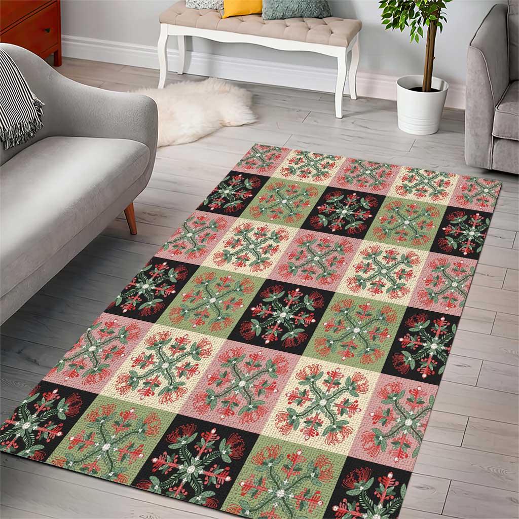 Seamless Pattern Pikake Lei Area Rug Floral Squares Pikake - Polynesian Pride