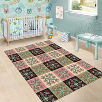 Seamless Pattern Pikake Lei Area Rug Floral Squares Pikake - Polynesian Pride