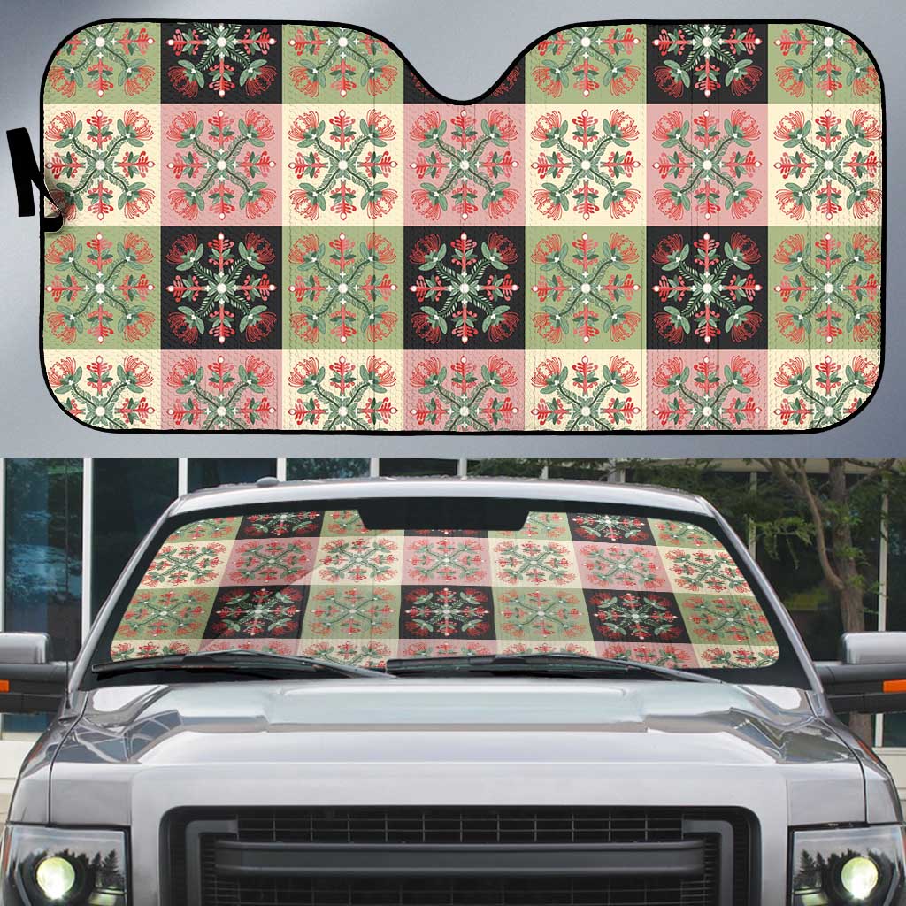 Seamless Pattern Pikake Lei Auto Sun Shade Floral Squares Pikake - Polynesian Pride