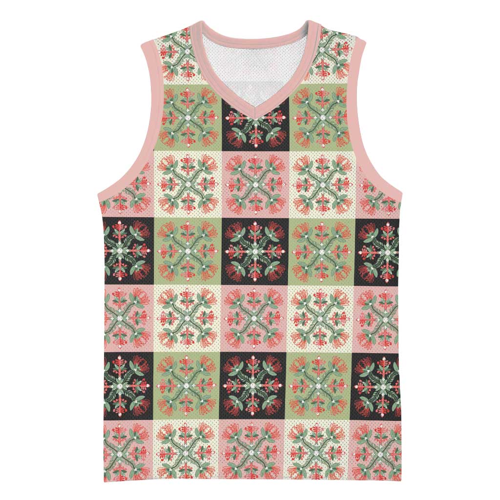 Seamless Pattern Pikake Lei Basketball Jersey Floral Squares Pikake LT9 Unisex Pink - Polynesian Pride