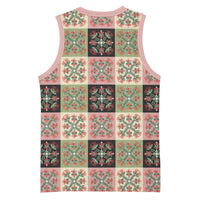 Seamless Pattern Pikake Lei Basketball Jersey Floral Squares Pikake LT9 - Polynesian Pride
