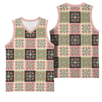 Seamless Pattern Pikake Lei Basketball Jersey Floral Squares Pikake LT9 - Polynesian Pride