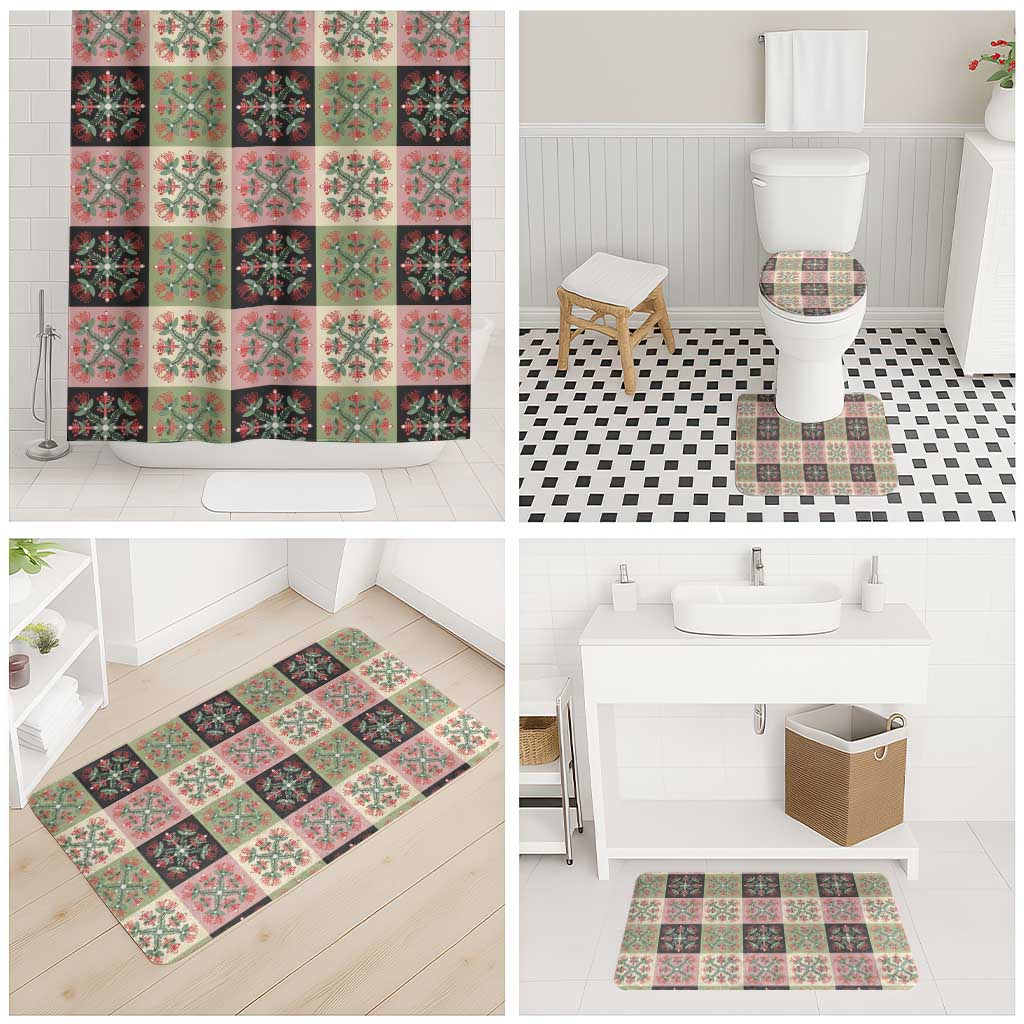 Seamless Pattern Pikake Lei Bathroom Set Floral Squares Pikake - Polynesian Pride