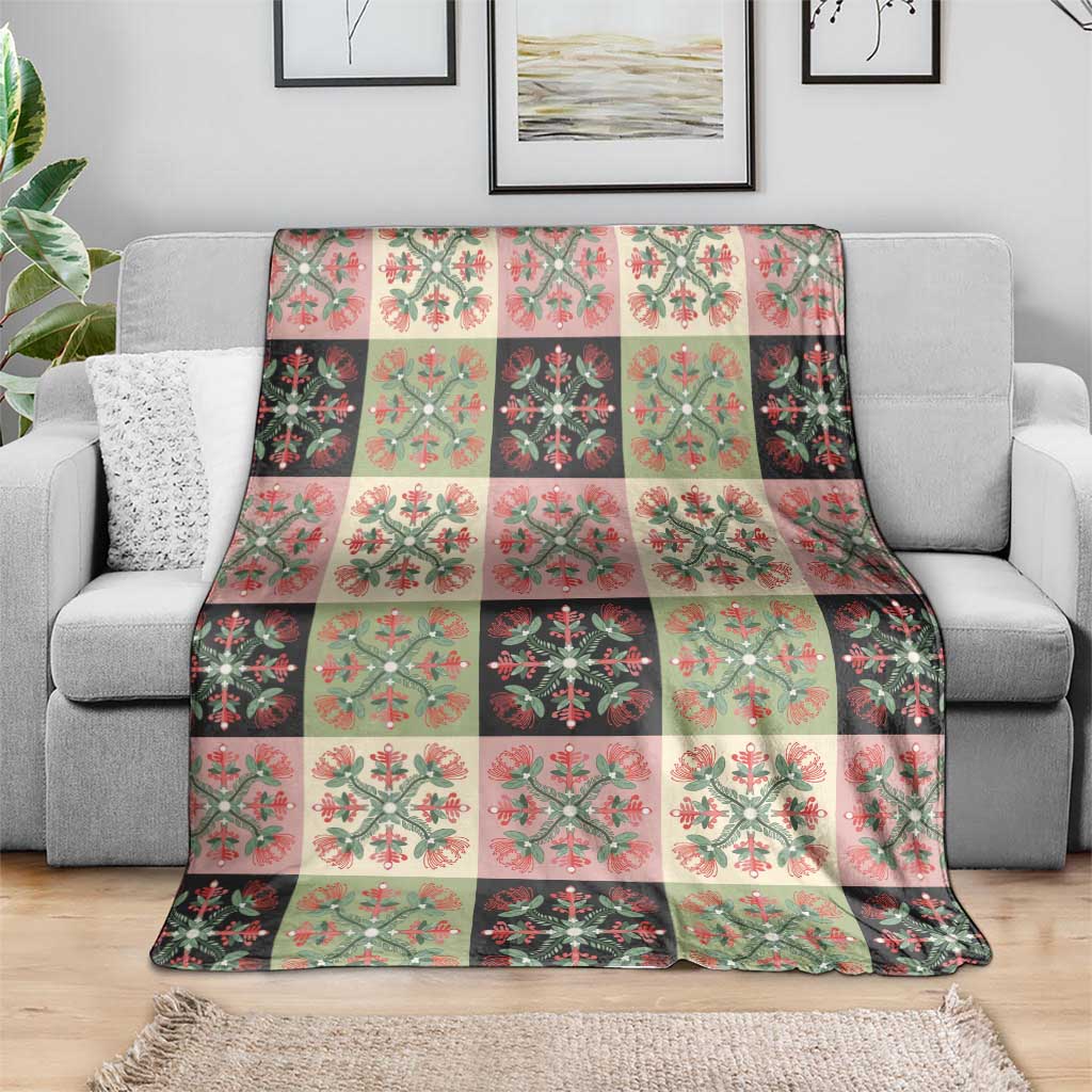Seamless Pattern Pikake Lei Blanket Floral Squares Pikake - Polynesian Pride