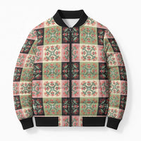 Seamless Pattern Pikake Lei Bomber Puffer Jacket Floral Squares Pikake LT9 Unisex Pink - Polynesian Pride
