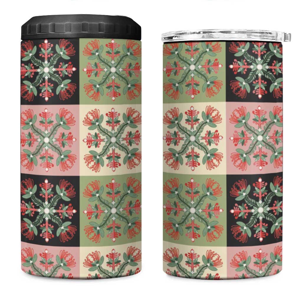 Seamless Pattern Pikake Lei 4 in 1 Can Cooler Tumbler Floral Squares Pikake LT9 One Size: 16 oz Pink - Polynesian Pride