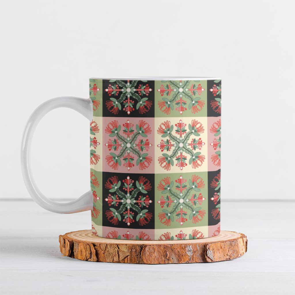 Seamless Pattern Pikake Lei Ceramic Mug Floral Squares Pikake LT9 Pink - Polynesian Pride