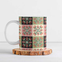 Seamless Pattern Pikake Lei Ceramic Mug Floral Squares Pikake LT9 Pink - Polynesian Pride