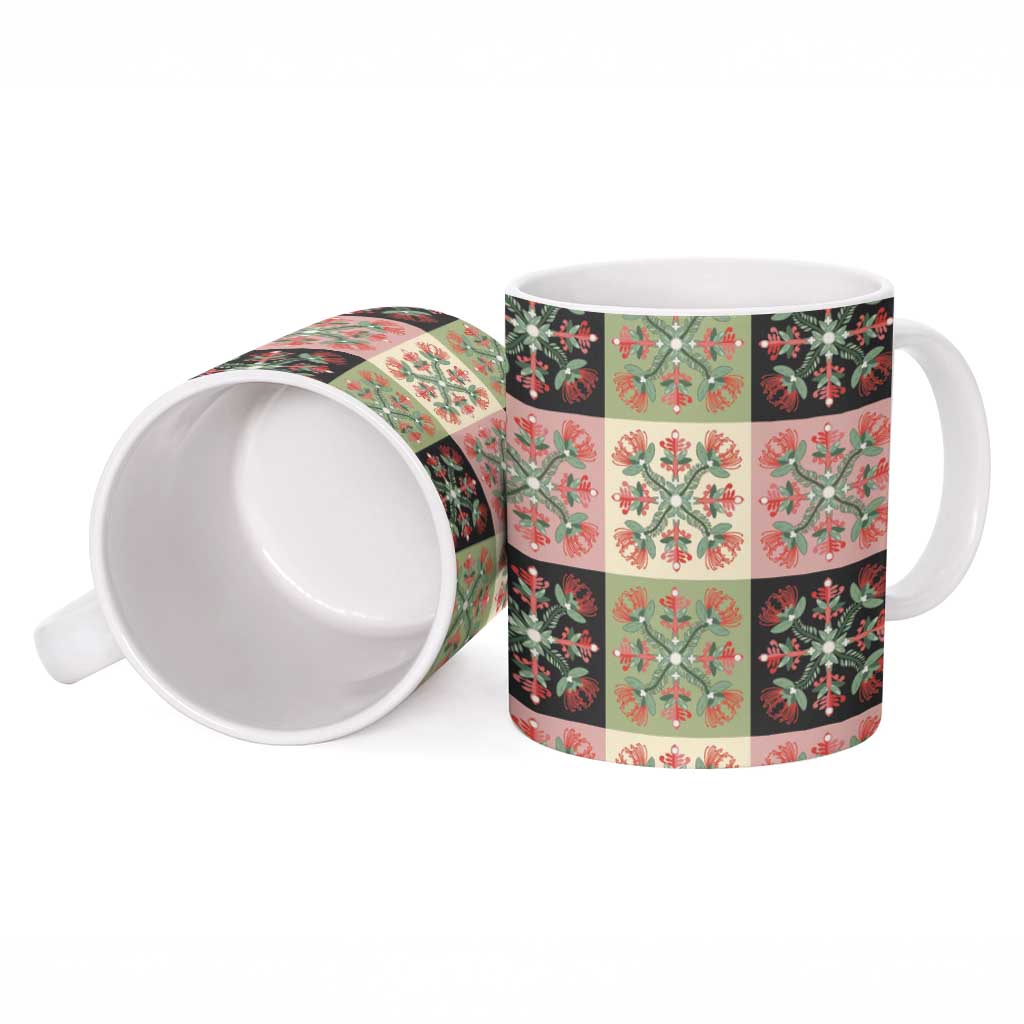 Seamless Pattern Pikake Lei Ceramic Mug Floral Squares Pikake LT9 - Polynesian Pride