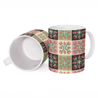 Seamless Pattern Pikake Lei Ceramic Mug Floral Squares Pikake LT9 - Polynesian Pride