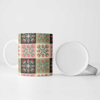 Seamless Pattern Pikake Lei Ceramic Mug Floral Squares Pikake LT9 - Polynesian Pride