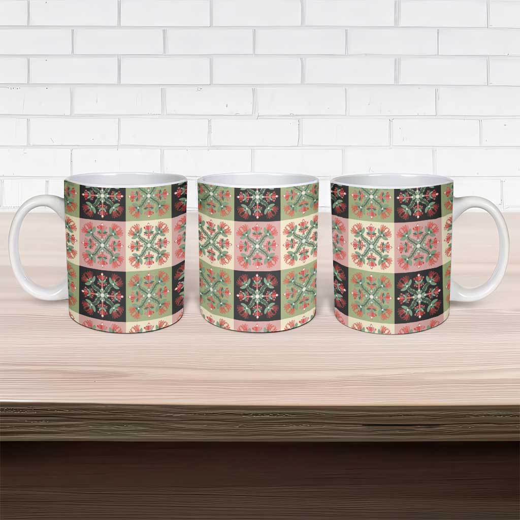 Seamless Pattern Pikake Lei Ceramic Mug Floral Squares Pikake LT9 - Polynesian Pride