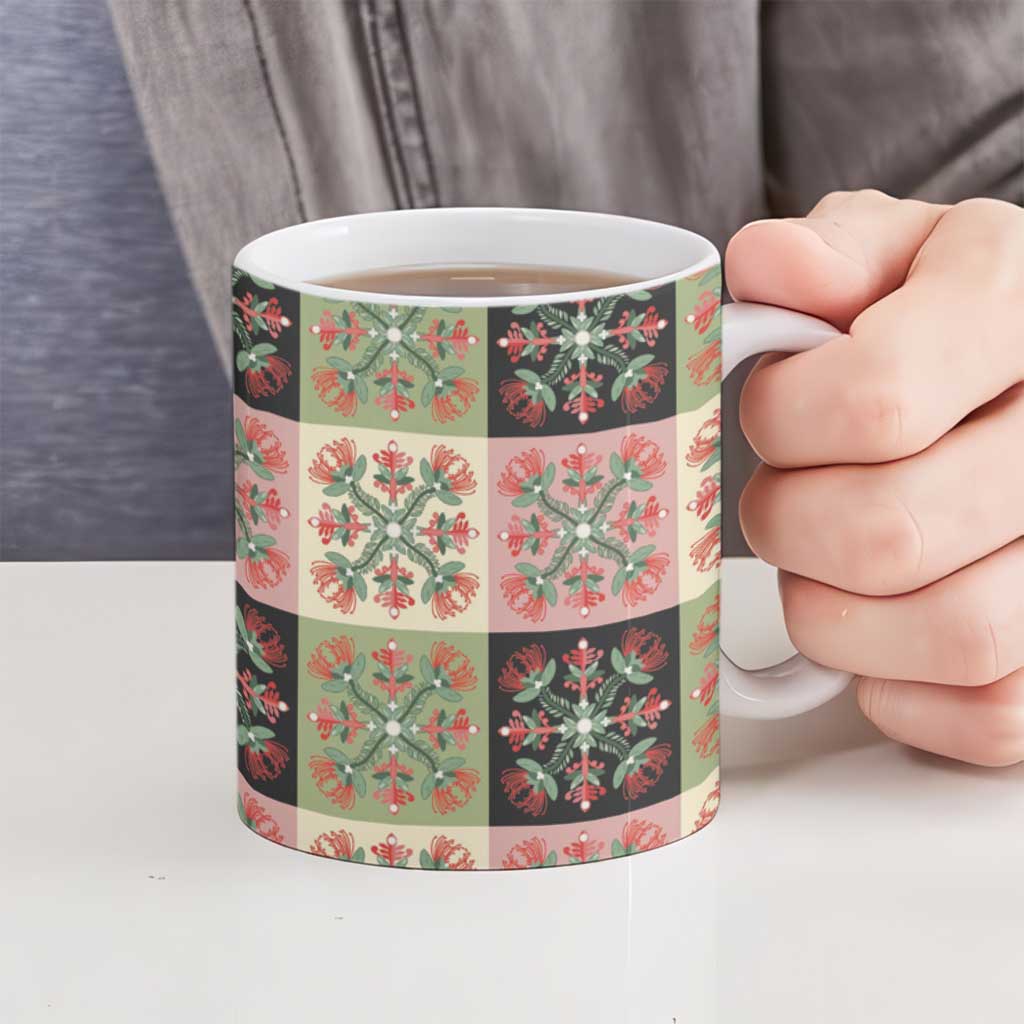 Seamless Pattern Pikake Lei Ceramic Mug Floral Squares Pikake LT9 - Polynesian Pride