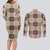 Seamless Pattern Pikake Lei Couples Matching Long Sleeve Bodycon Dress and Long Sleeve Button Shirt Floral Squares Pikake - Polynesian Pride