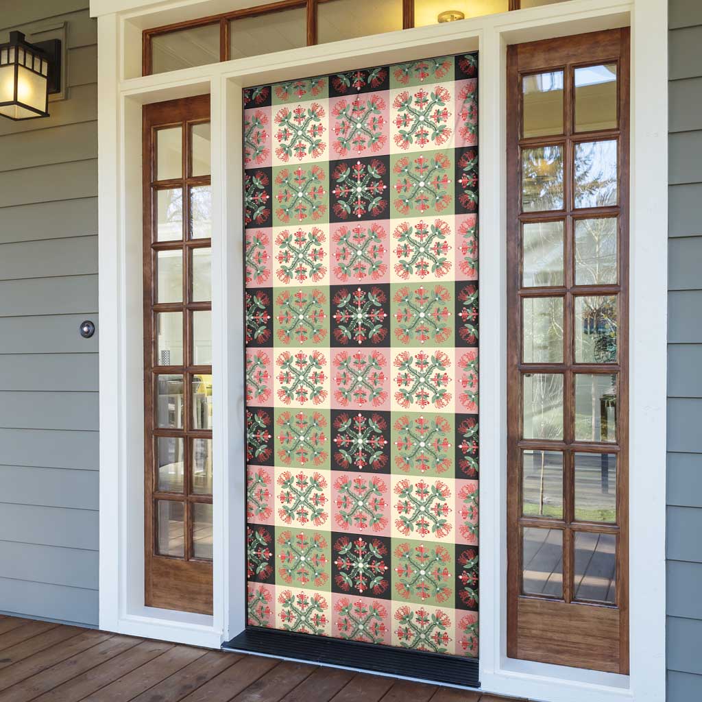 Seamless Pattern Pikake Lei Door Cover Floral Squares Pikake - Polynesian Pride