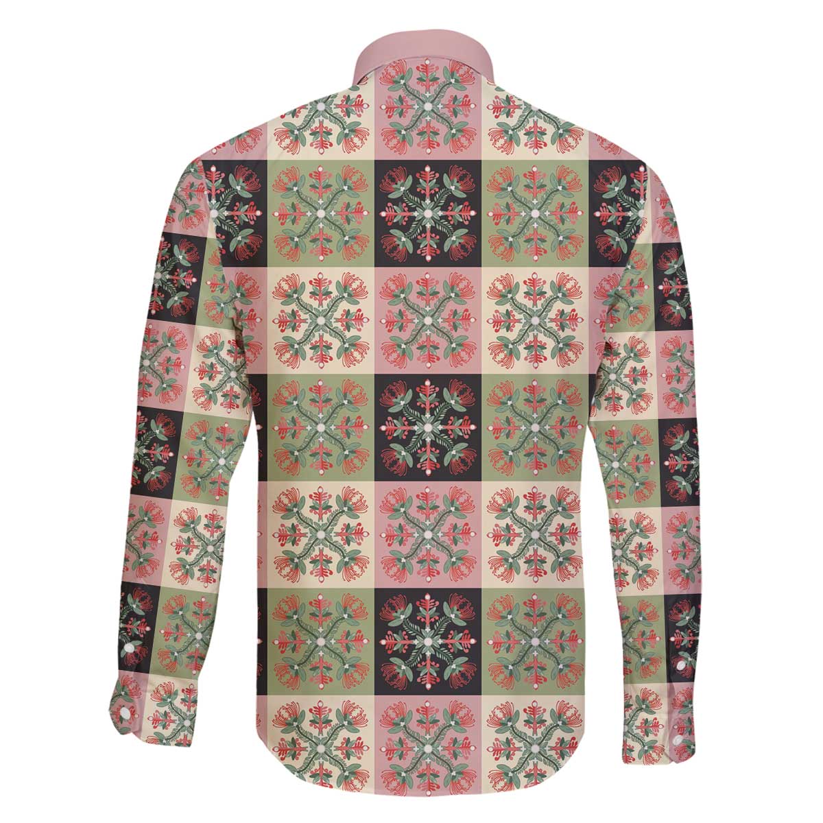 Seamless Pattern Pikake Lei Family Matching Off The Shoulder Long Sleeve Dress and Hawaiian Shirt Floral Squares Pikake - Polynesian Pride