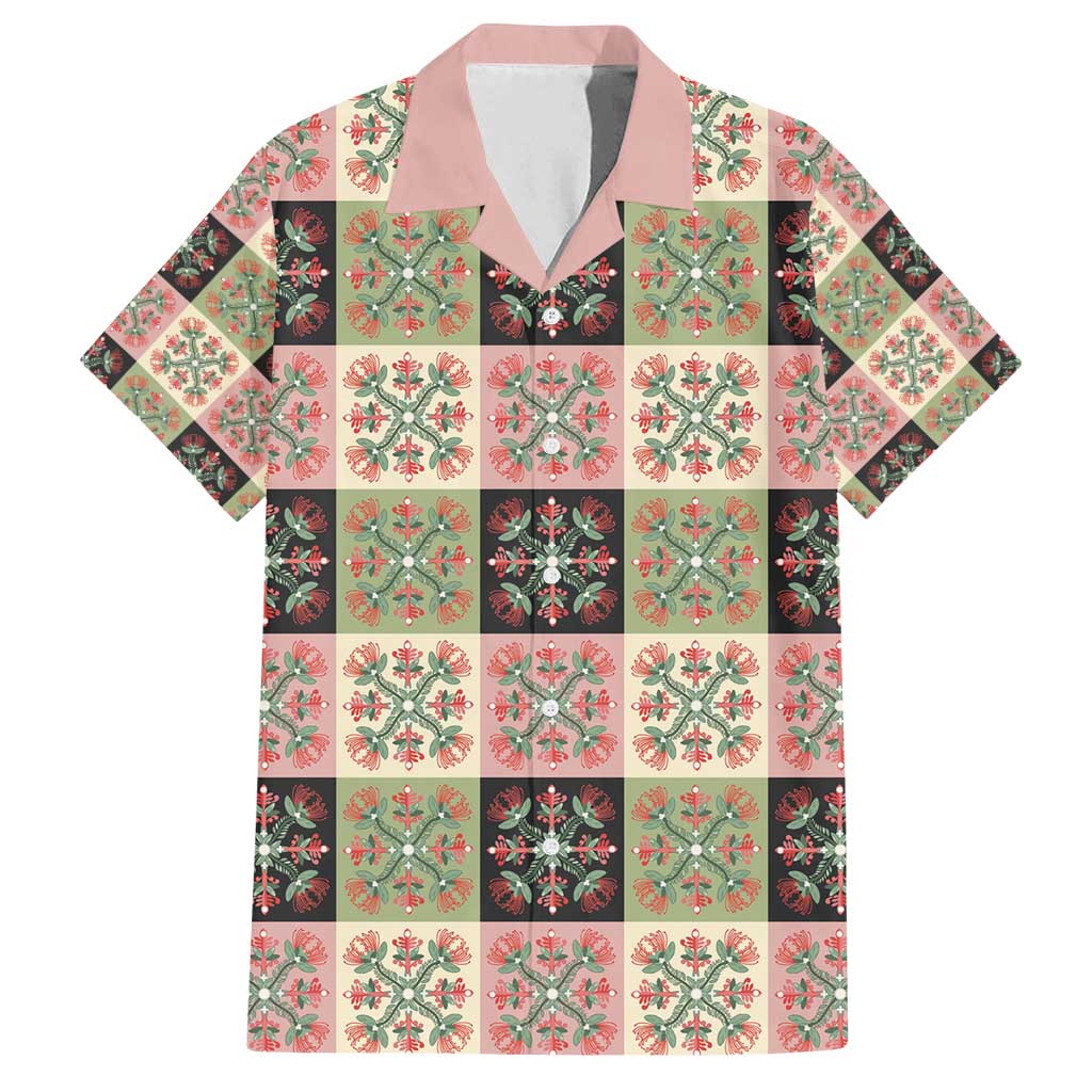Seamless Pattern Pikake Lei Family Matching Puletasi and Hawaiian Shirt Floral Squares Pikake LT9 Dad's Shirt - Short Sleeve Pink - Polynesian Pride