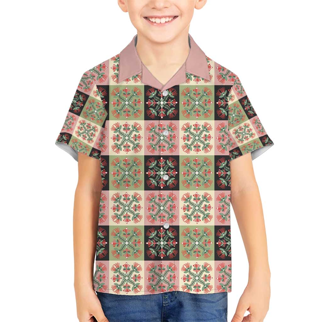 Seamless Pattern Pikake Lei Family Matching Puletasi and Hawaiian Shirt Floral Squares Pikake LT9 Son's Shirt Pink - Polynesian Pride