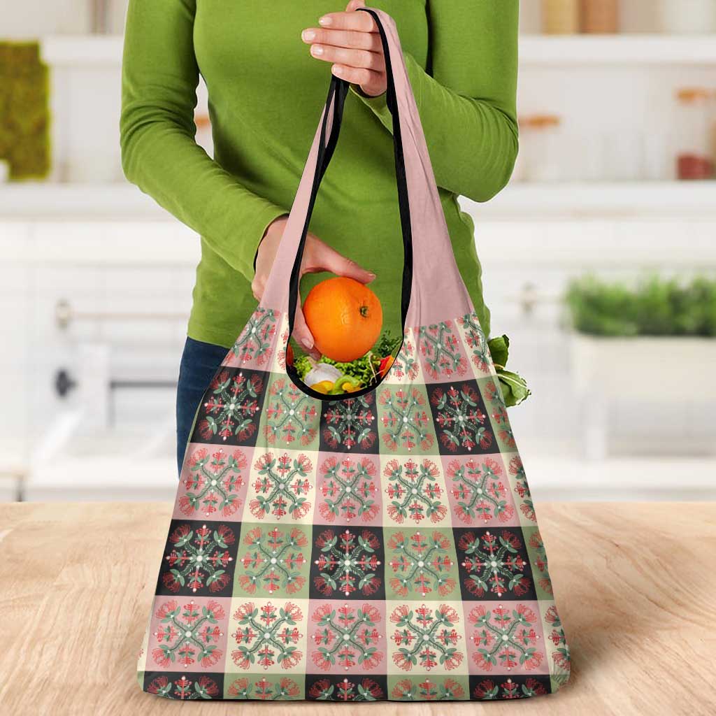 Seamless Pattern Pikake Lei Grocery Bag Floral Squares Pikake - Polynesian Pride