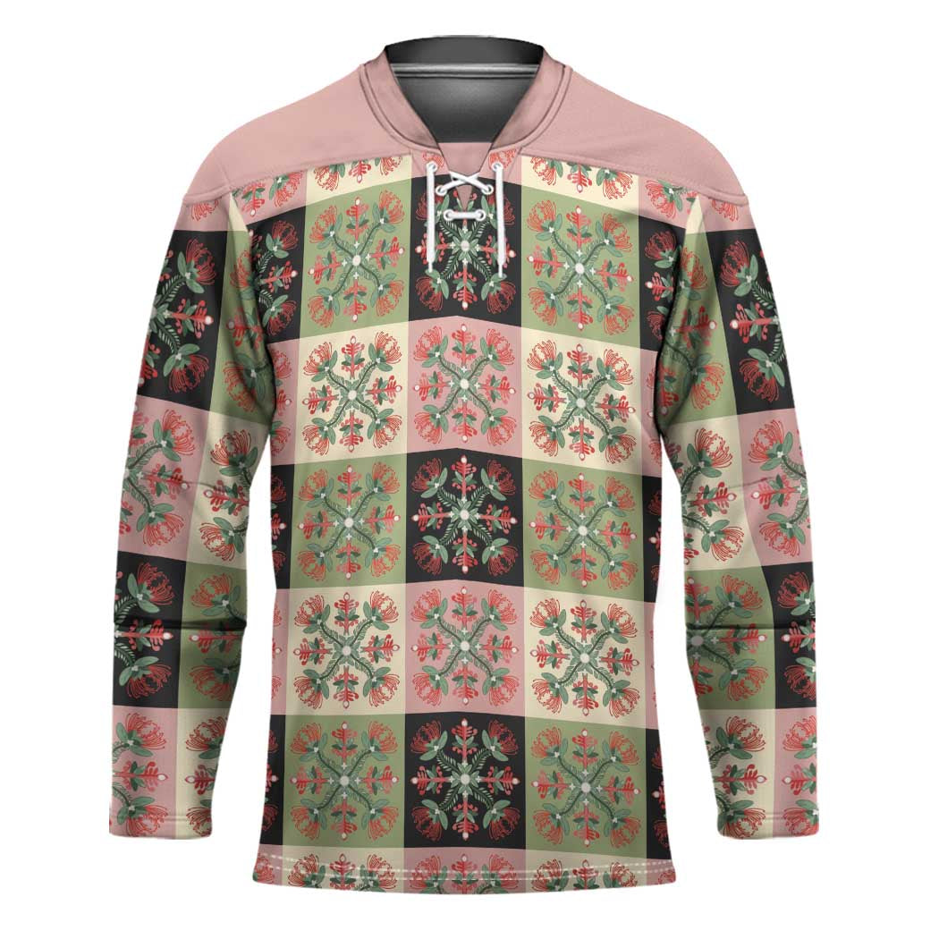 Seamless Pattern Pikake Lei Hockey Jersey Floral Squares Pikake LT9 Unisex Pink - Polynesian Pride