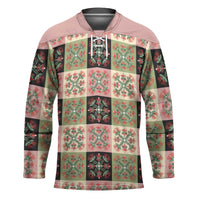 Seamless Pattern Pikake Lei Hockey Jersey Floral Squares Pikake LT9 Unisex Pink - Polynesian Pride