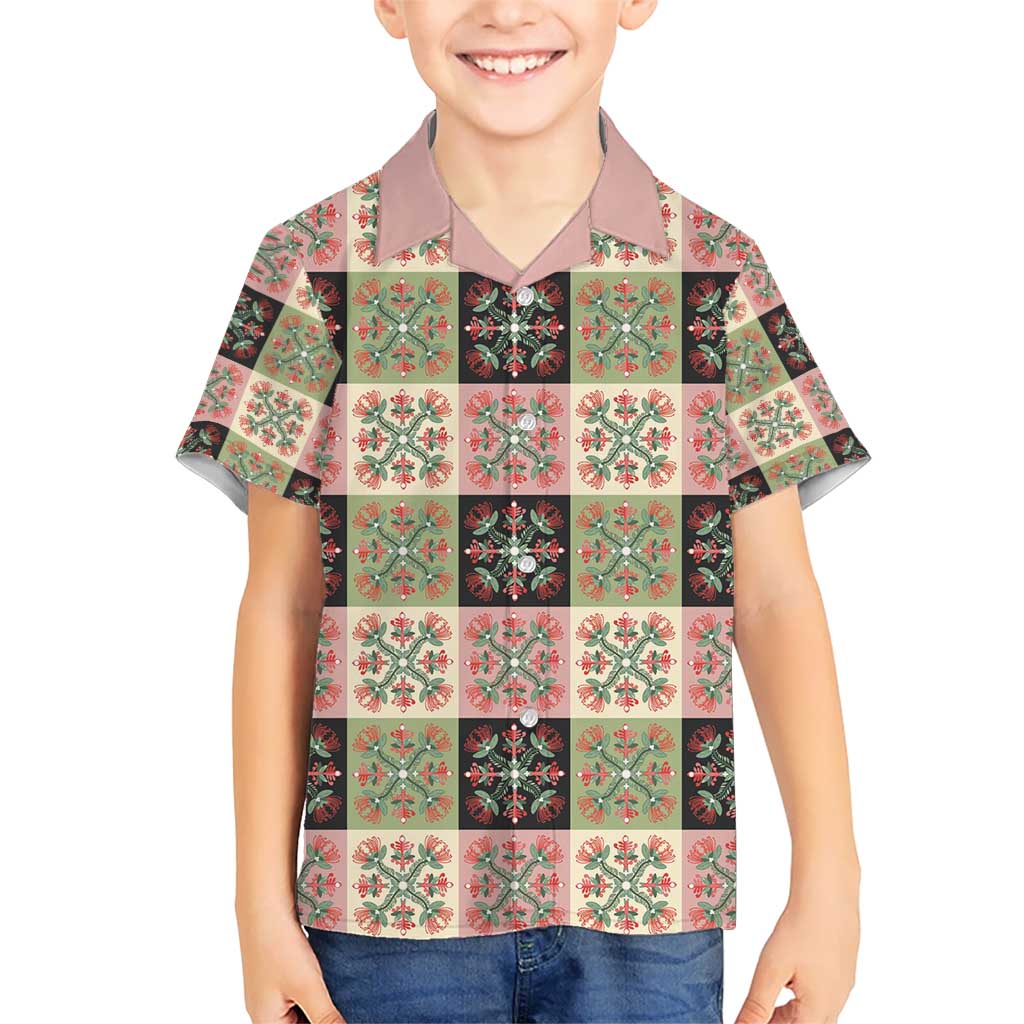 Seamless Pattern Pikake Lei Kid Hawaiian Shirt Floral Squares Pikake - Polynesian Pride